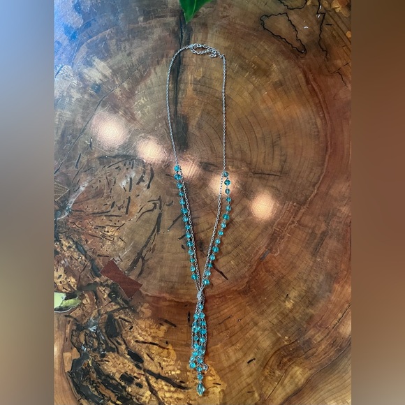 Beautiful long blue bead necklace - Picture 3 of 5